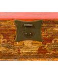 Chinese Vintage Red Lacquered Box with Golden Motifs and Bronze Hardware-7. Asian & Chinese Furniture, Art, Antiques, Vintage Home Décor for sale at FEA Home