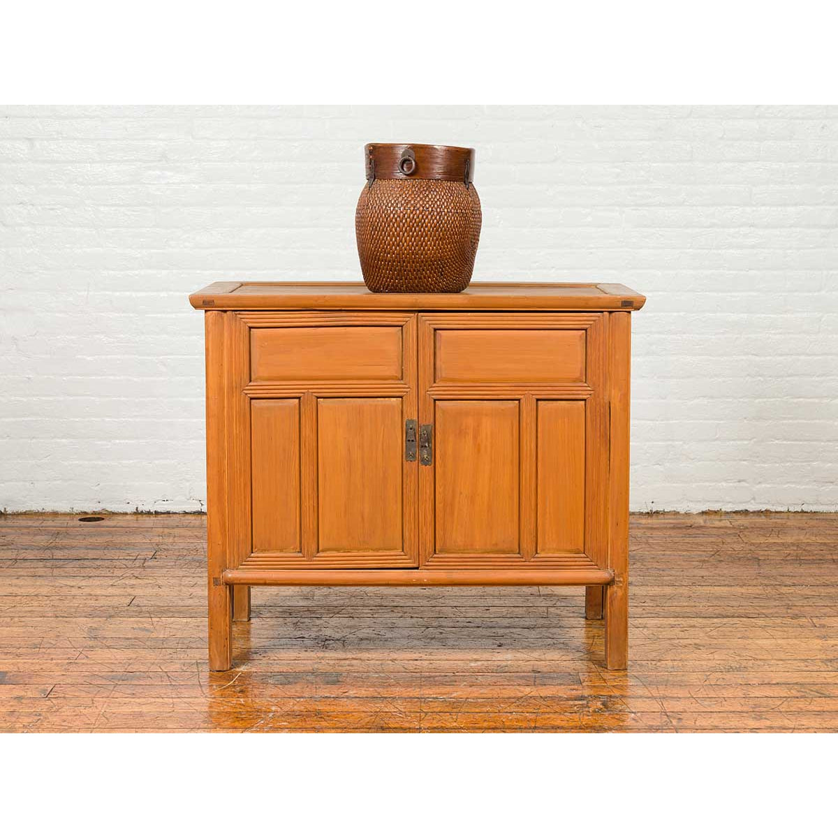 Vintage Chinese Buffet with Paneled Doors, Hidden Drawers and Natural Patina-13. Asian & Chinese Furniture, Art, Antiques, Vintage Home Décor for sale at FEA Home