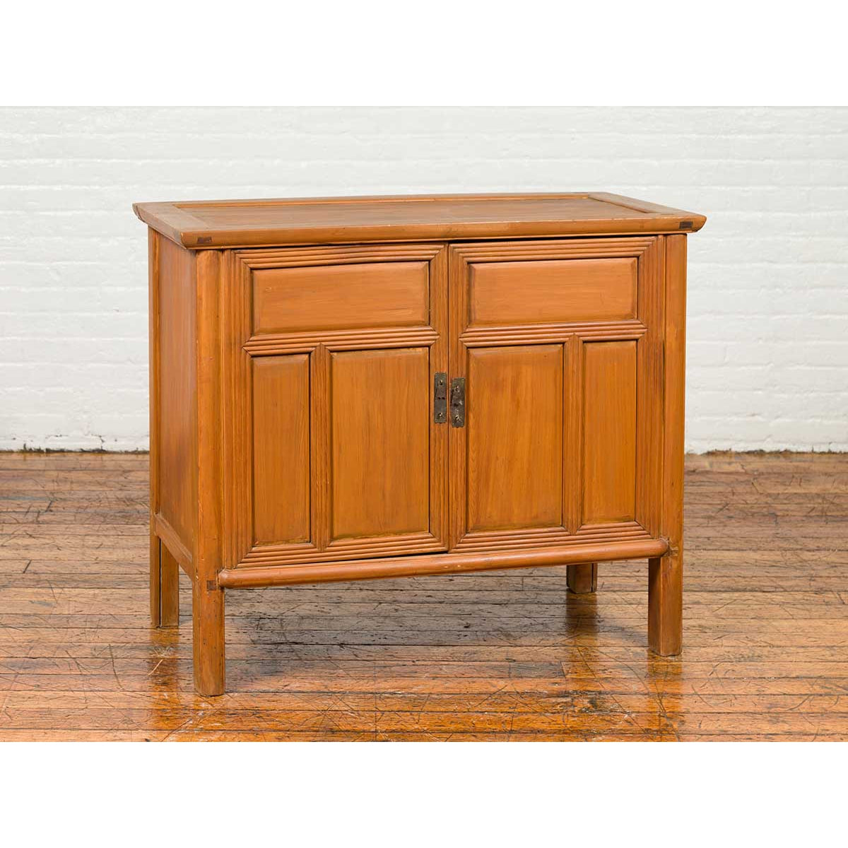 Vintage Chinese Buffet with Paneled Doors, Hidden Drawers and Natural Patina-3. Asian & Chinese Furniture, Art, Antiques, Vintage Home Décor for sale at FEA Home
