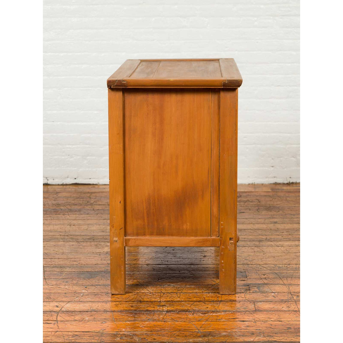 Vintage Chinese Buffet with Paneled Doors, Hidden Drawers and Natural Patina-9. Asian & Chinese Furniture, Art, Antiques, Vintage Home Décor for sale at FEA Home