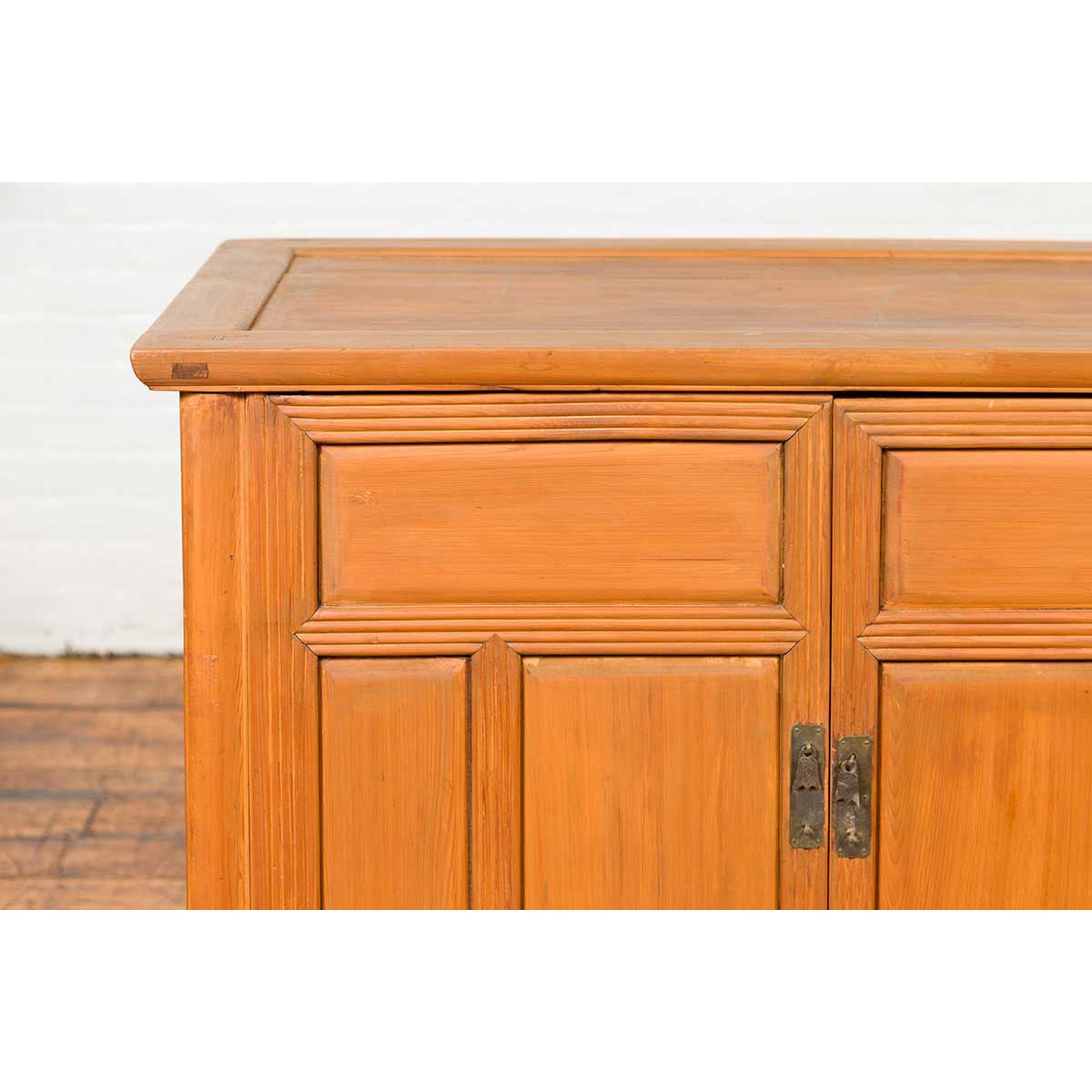 Vintage Chinese Buffet with Paneled Doors, Hidden Drawers and Natural Patina-5. Asian & Chinese Furniture, Art, Antiques, Vintage Home Décor for sale at FEA Home