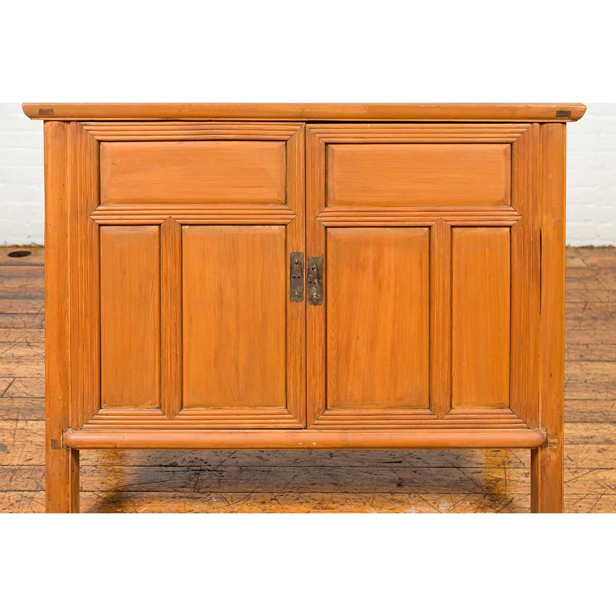 Vintage Chinese Buffet with Paneled Doors, Hidden Drawers and Natural Patina-4. Asian & Chinese Furniture, Art, Antiques, Vintage Home Décor for sale at FEA Home