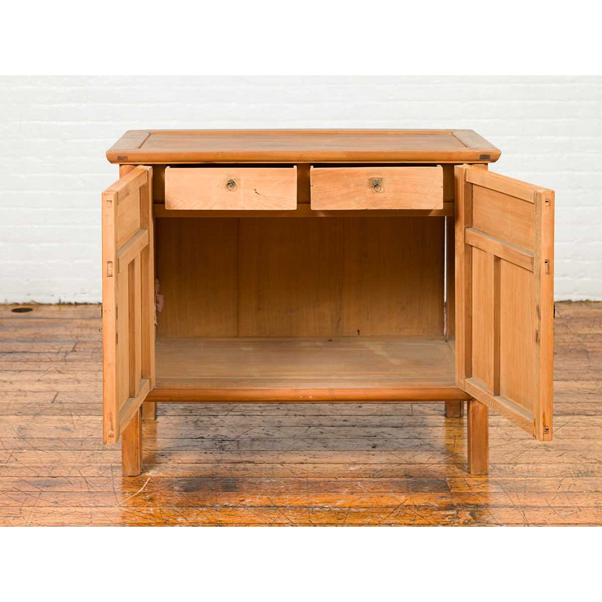 Vintage Chinese Buffet with Paneled Doors, Hidden Drawers and Natural Patina-12. Asian & Chinese Furniture, Art, Antiques, Vintage Home Décor for sale at FEA Home