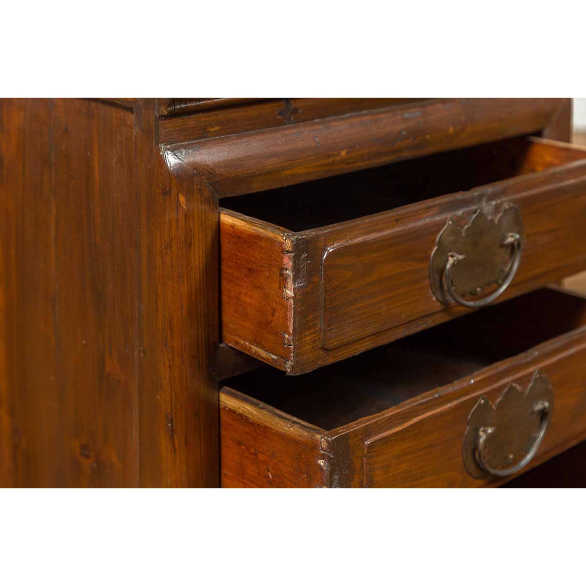Vintage Chinese Side Chest with Three-Drawers and Traditional Hardware-9. Asian & Chinese Furniture, Art, Antiques, Vintage Home Décor for sale at FEA Home