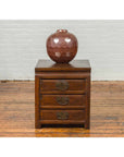 Vintage Chinese Side Chest with Three-Drawers and Traditional Hardware-3. Asian & Chinese Furniture, Art, Antiques, Vintage Home Décor for sale at FEA Home