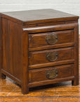 Vintage Chinese Side Chest with Three-Drawers and Traditional Hardware-2. Asian & Chinese Furniture, Art, Antiques, Vintage Home Décor for sale at FEA Home