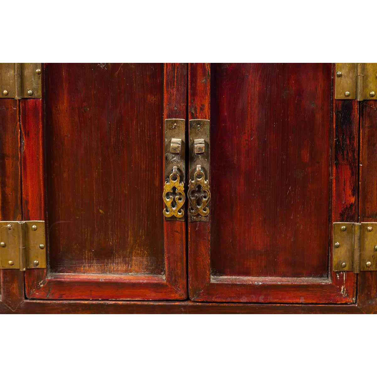 Chinese Antique Ming Dynasty Style Red Rose Console Cabinet with Everted Flanged-8. Asian & Chinese Furniture, Art, Antiques, Vintage Home Décor for sale at FEA Home