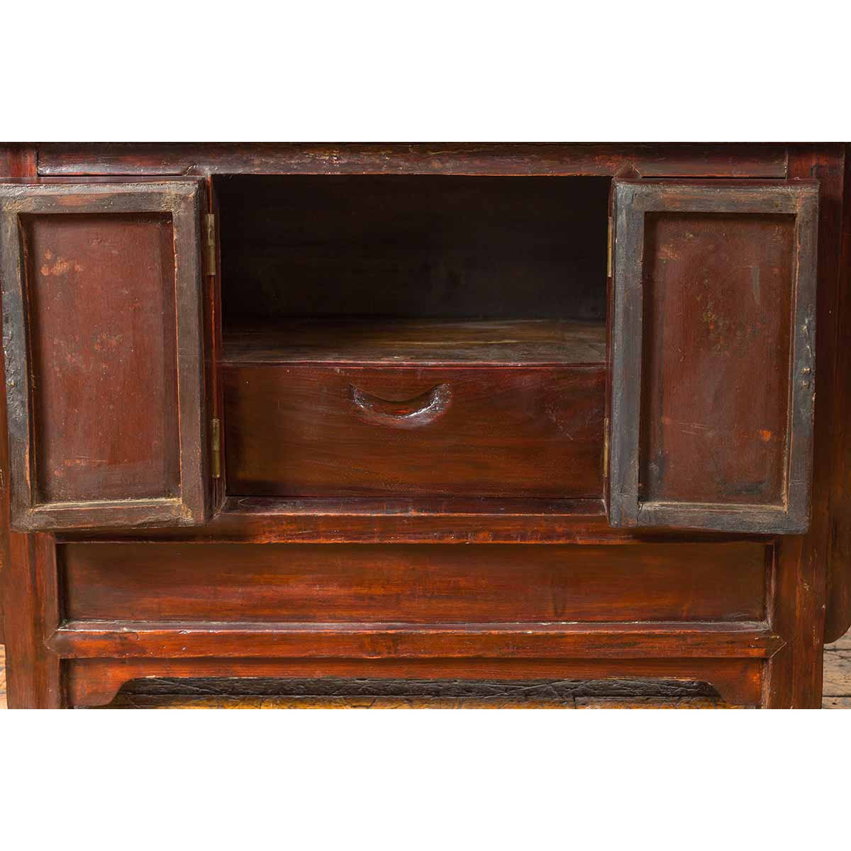 Chinese Antique Ming Dynasty Style Red Rose Console Cabinet with Everted Flanged-10. Asian & Chinese Furniture, Art, Antiques, Vintage Home Décor for sale at FEA Home