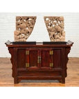 Chinese Antique Ming Dynasty Style Red Rose Console Cabinet with Everted Flanged-3. Asian & Chinese Furniture, Art, Antiques, Vintage Home Décor for sale at FEA Home