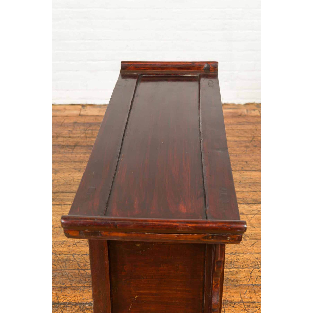 Chinese Antique Ming Dynasty Style Red Rose Console Cabinet with Everted Flanged-13. Asian & Chinese Furniture, Art, Antiques, Vintage Home Décor for sale at FEA Home