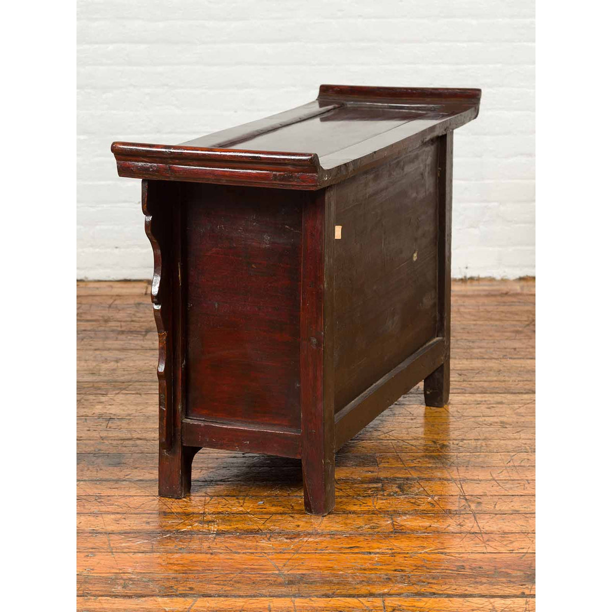 Chinese Antique Ming Dynasty Style Red Rose Console Cabinet with Everted Flanged-15. Asian & Chinese Furniture, Art, Antiques, Vintage Home Décor for sale at FEA Home
