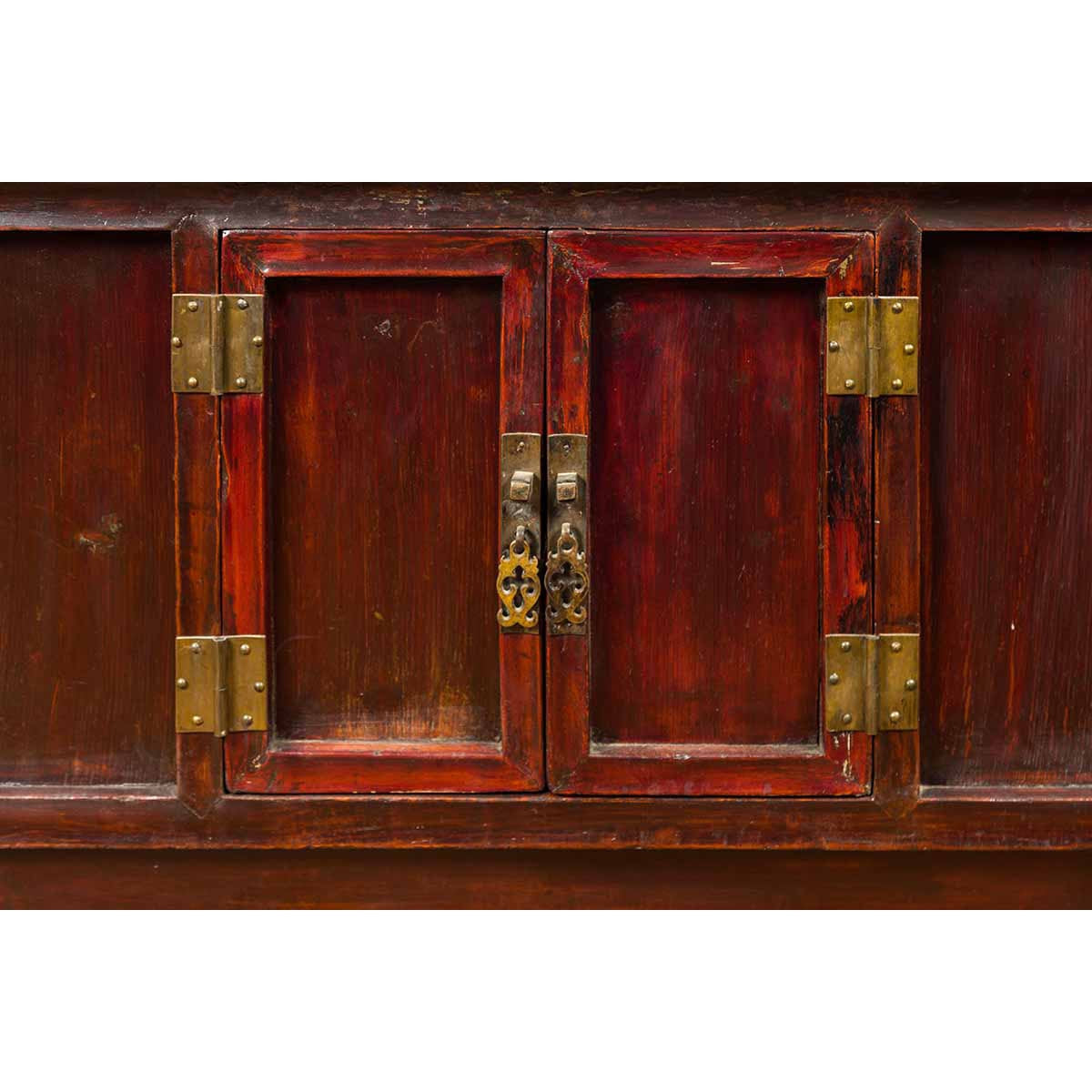 Chinese Antique Ming Dynasty Style Red Rose Console Cabinet with Everted Flanged-5. Asian & Chinese Furniture, Art, Antiques, Vintage Home Décor for sale at FEA Home