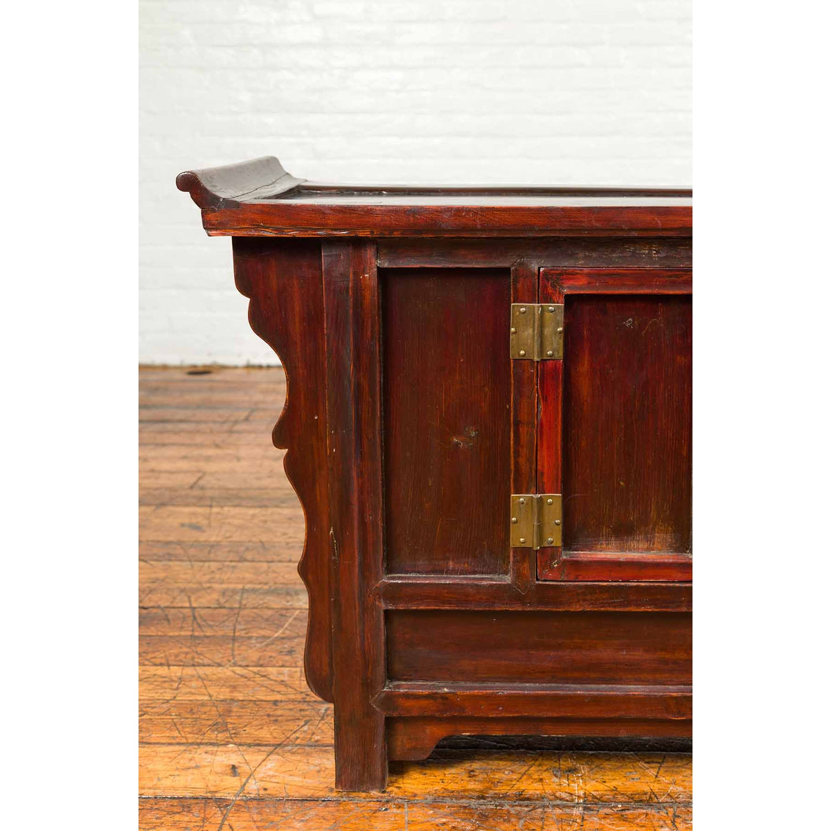 Chinese Antique Ming Dynasty Style Red Rose Console Cabinet with Everted Flanged-6. Asian & Chinese Furniture, Art, Antiques, Vintage Home Décor for sale at FEA Home