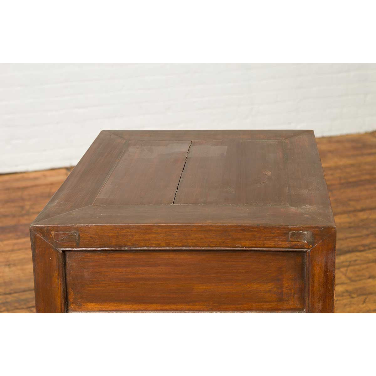 Vintage Chinese Midcentury Two-Toned Side Table with Drawer and Double Doors-10. Asian & Chinese Furniture, Art, Antiques, Vintage Home Décor for sale at FEA Home