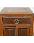 Vintage Chinese Midcentury Two-Toned Side Table with Drawer and Double Doors-8. Asian & Chinese Furniture, Art, Antiques, Vintage Home Décor for sale at FEA Home