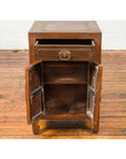 Vintage Chinese Midcentury Two-Toned Side Table with Drawer and Double Doors-12. Asian & Chinese Furniture, Art, Antiques, Vintage Home Décor for sale at FEA Home