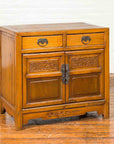 Antique Chinese Side Chest with Carved Motifs, Two Drawers and Double Doors-2. Asian & Chinese Furniture, Art, Antiques, Vintage Home Décor for sale at FEA Home