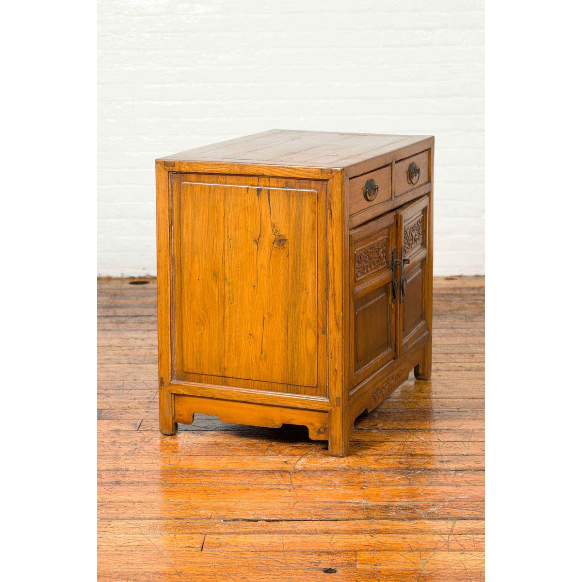 Antique Chinese Side Chest with Carved Motifs, Two Drawers and Double Doors-11. Asian & Chinese Furniture, Art, Antiques, Vintage Home Décor for sale at FEA Home