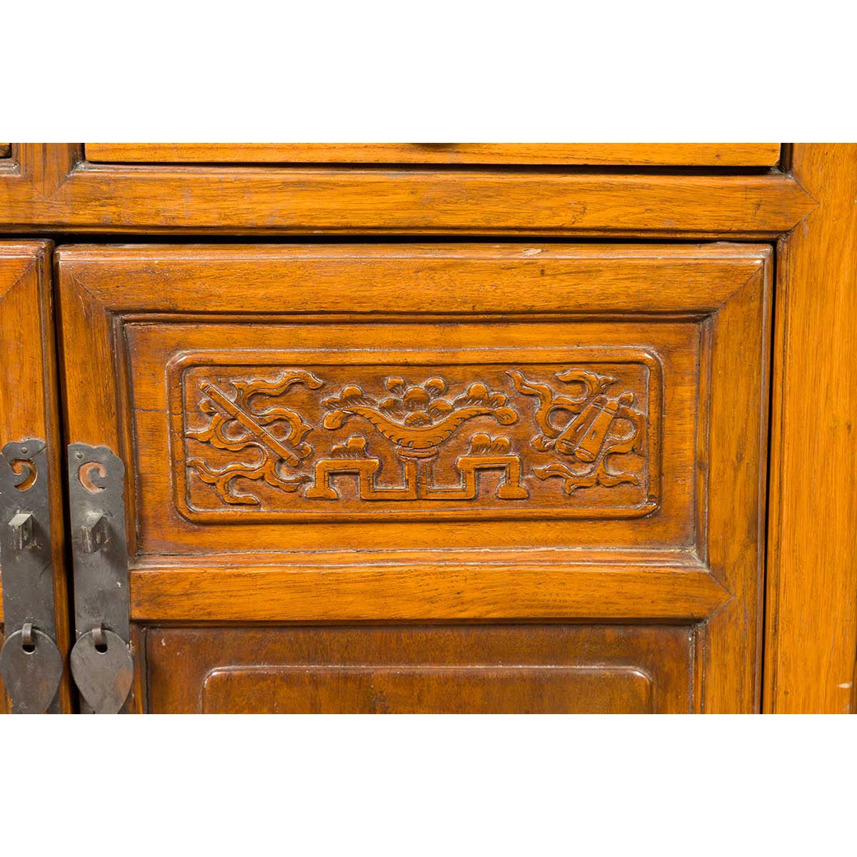 Antique Chinese Side Chest with Carved Motifs, Two Drawers and Double Doors-8. Asian & Chinese Furniture, Art, Antiques, Vintage Home Décor for sale at FEA Home