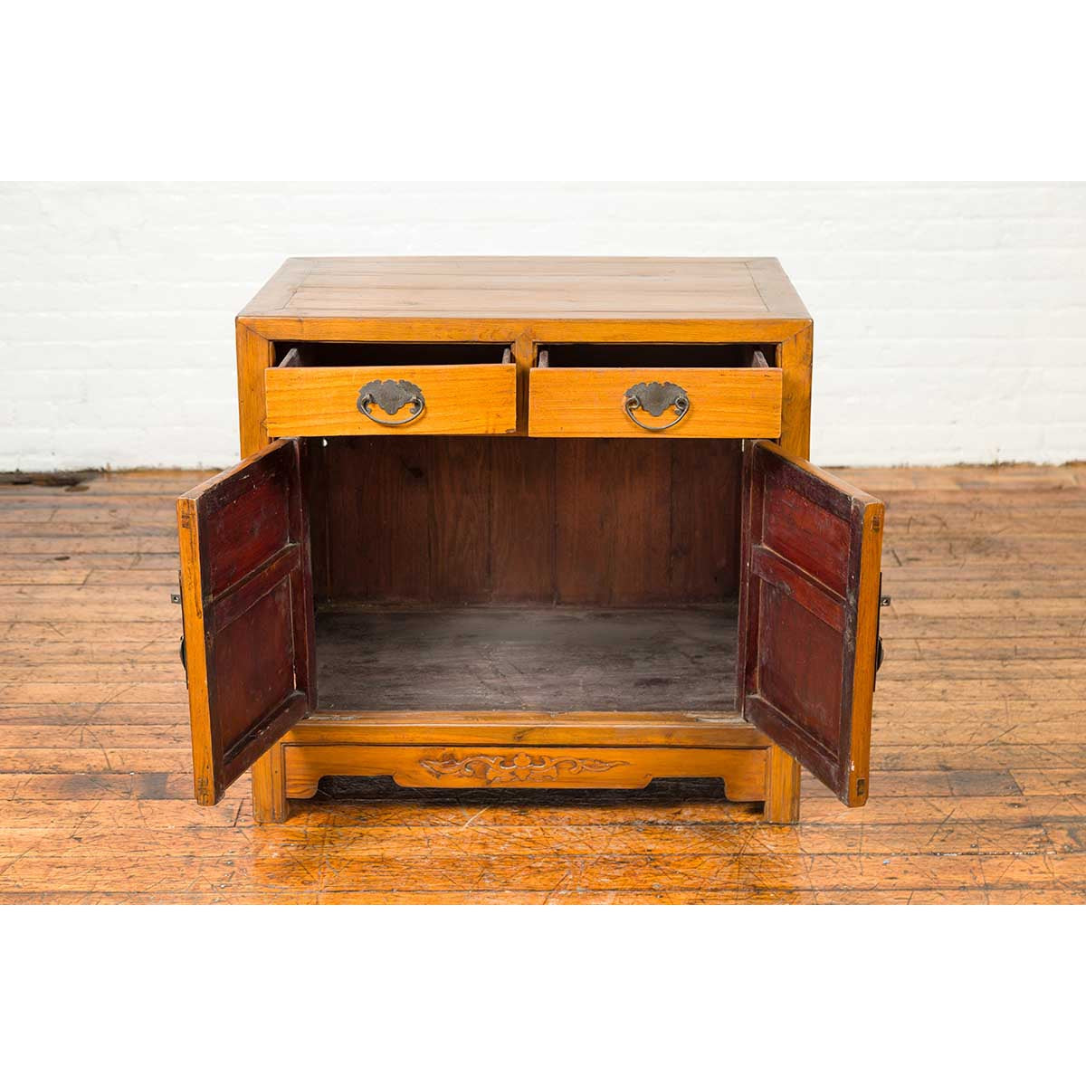 Antique Chinese Side Chest with Carved Motifs, Two Drawers and Double Doors-10. Asian & Chinese Furniture, Art, Antiques, Vintage Home Décor for sale at FEA Home