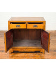 Antique Chinese Side Chest with Carved Motifs, Two Drawers and Double Doors-10. Asian & Chinese Furniture, Art, Antiques, Vintage Home Décor for sale at FEA Home