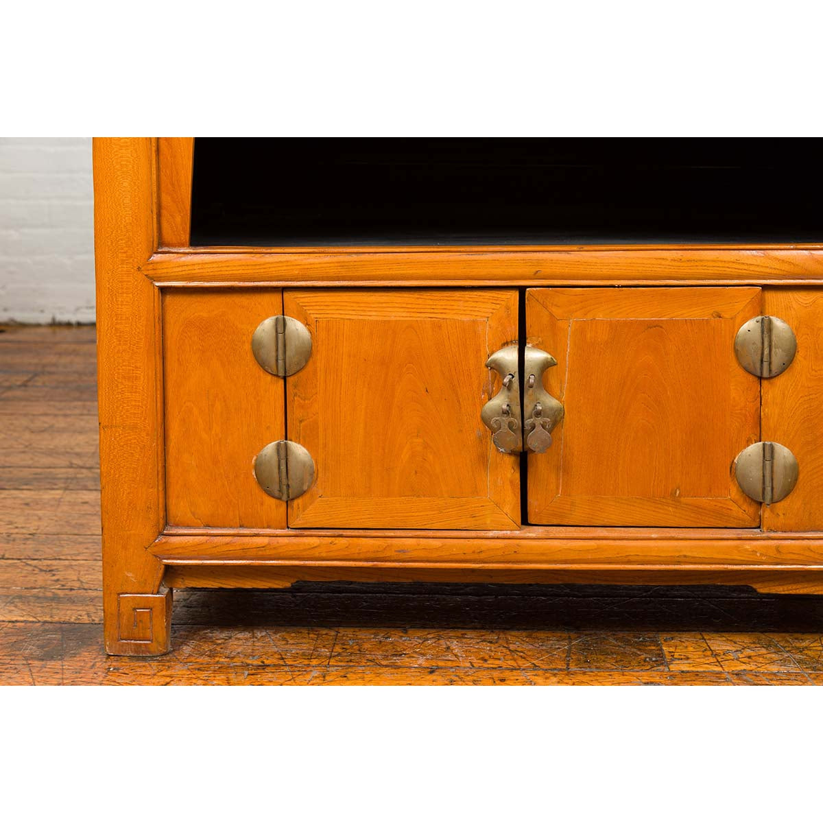 Chinese Vintage Natural Elmwood Console Cabinet with Removable Top and Doors-10. Asian & Chinese Furniture, Art, Antiques, Vintage Home Décor for sale at FEA Home
