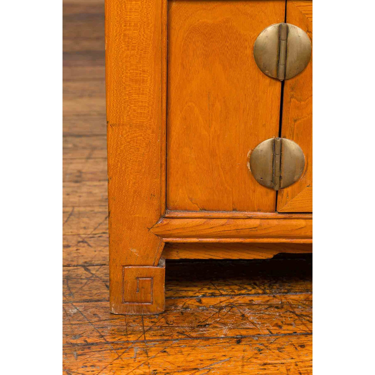 Chinese Vintage Natural Elmwood Console Cabinet with Removable Top and Doors-8. Asian & Chinese Furniture, Art, Antiques, Vintage Home Décor for sale at FEA Home