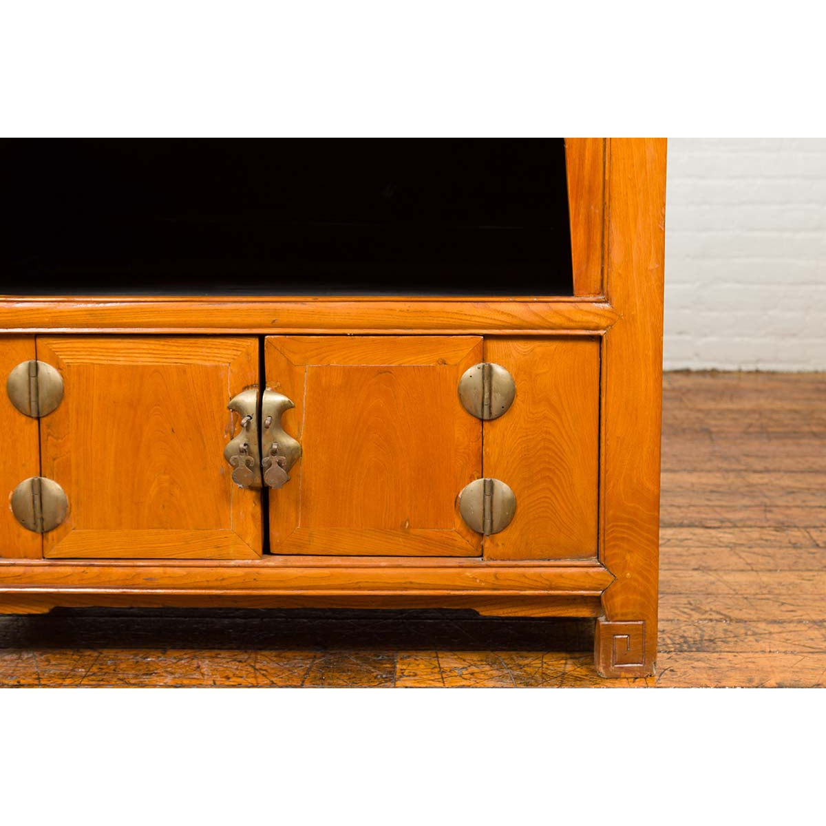 Chinese Vintage Natural Elmwood Console Cabinet with Removable Top and Doors-9. Asian & Chinese Furniture, Art, Antiques, Vintage Home Décor for sale at FEA Home
