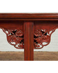 Ming Dynasty Style Chinese Elm Sang de Bœuf Console Table with Carved Apron-9. Asian & Chinese Furniture, Art, Antiques, Vintage Home Décor for sale at FEA Home