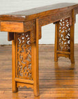 Chinese Ming Style Altar Table with Foliage Carved Frieze and Open Fretwork-12. Asian & Chinese Furniture, Art, Antiques, Vintage Home Décor for sale at FEA Home