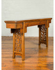 Chinese Ming Style Altar Table with Foliage Carved Frieze and Open Fretwork-2. Asian & Chinese Furniture, Art, Antiques, Vintage Home Décor for sale at FEA Home