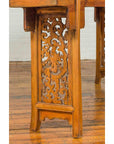 Chinese Ming Style Altar Table with Foliage Carved Frieze and Open Fretwork-14. Asian & Chinese Furniture, Art, Antiques, Vintage Home Décor for sale at FEA Home
