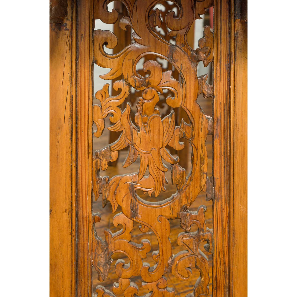 Chinese Ming Style Altar Table with Foliage Carved Frieze and Open Fretwork-15. Asian & Chinese Furniture, Art, Antiques, Vintage Home Décor for sale at FEA Home