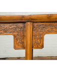 Chinese Ming Style Altar Table with Foliage Carved Frieze and Open Fretwork-6. Asian & Chinese Furniture, Art, Antiques, Vintage Home Décor for sale at FEA Home