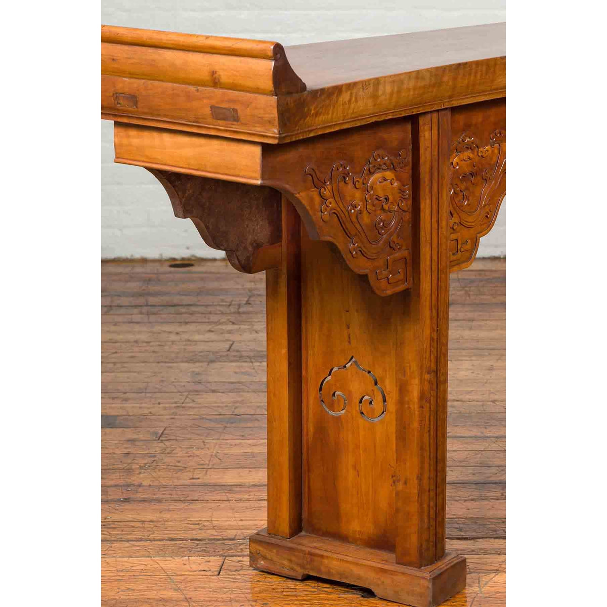 Ming Style Altar Table with Everted Flanges, Cloud Motifs and Mythical Creatures-10. Asian & Chinese Furniture, Art, Antiques, Vintage Home Décor for sale at FEA Home