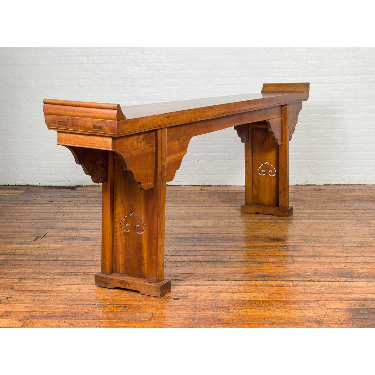 Ming Style Altar Table with Everted Flanges, Cloud Motifs and Mythical Creatures-7. Asian & Chinese Furniture, Art, Antiques, Vintage Home Décor for sale at FEA Home