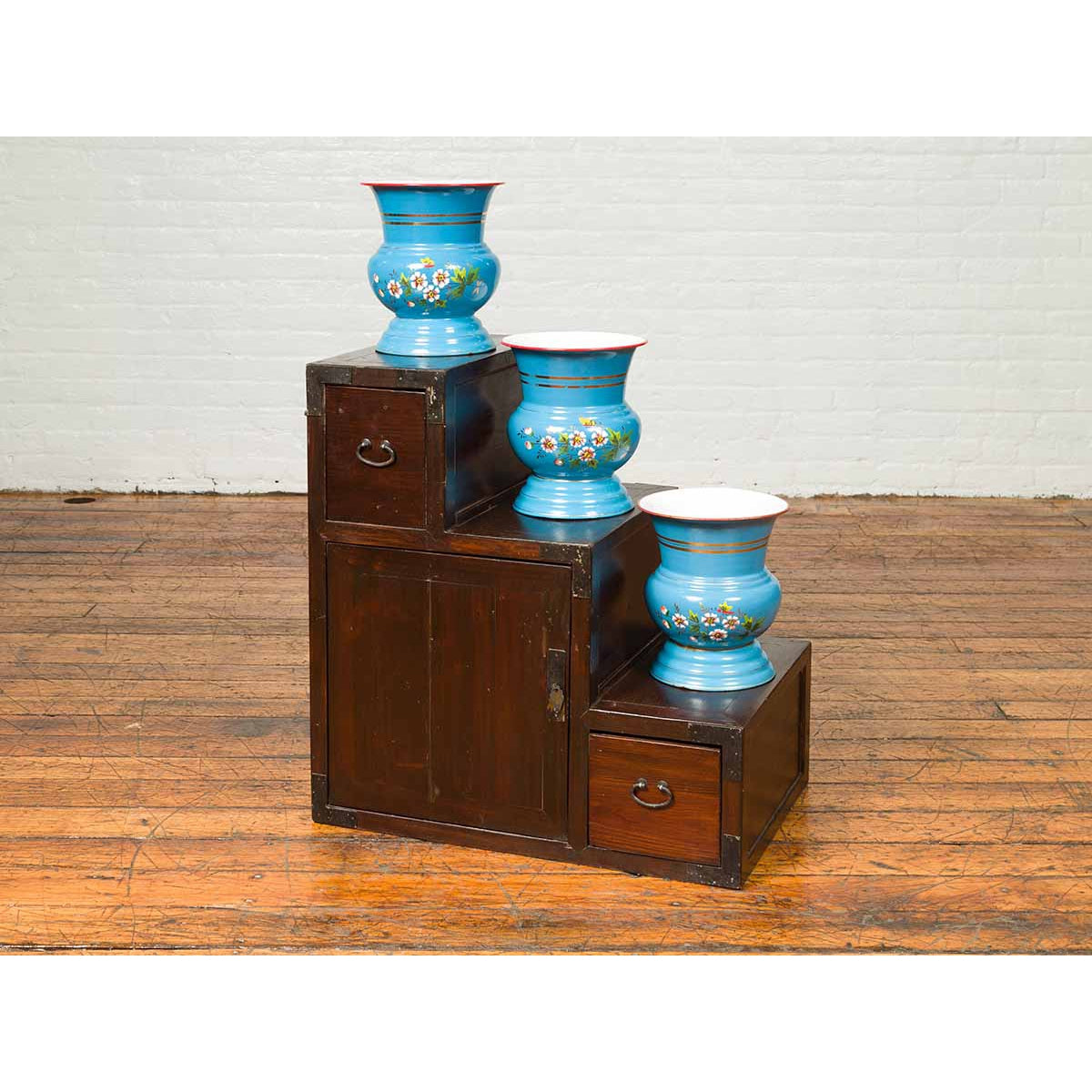 19th Century Japanese Staircase Tansu Cabinet with Two Drawers and Single Door-3. Asian & Chinese Furniture, Art, Antiques, Vintage Home Décor for sale at FEA Home