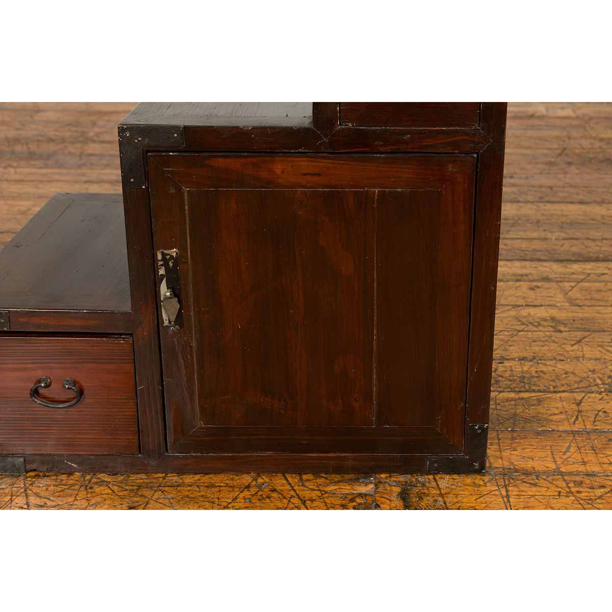 19th Century Japanese Staircase Tansu Cabinet with Two Drawers and Single Door-9. Asian & Chinese Furniture, Art, Antiques, Vintage Home Décor for sale at FEA Home