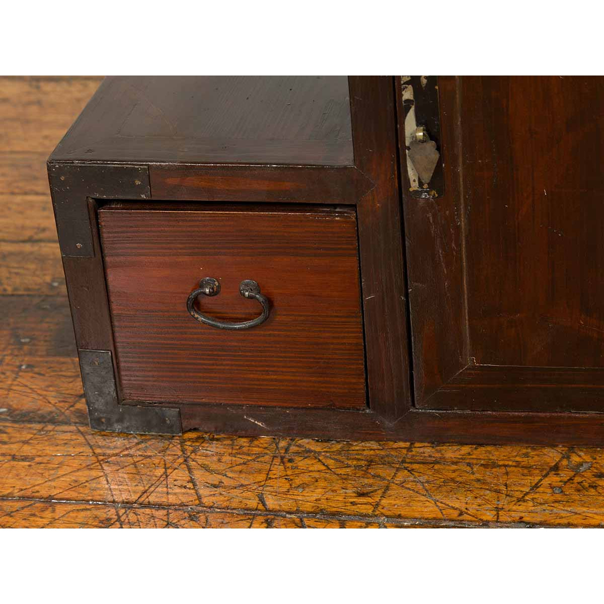 19th Century Japanese Staircase Tansu Cabinet with Two Drawers and Single Door-10. Asian & Chinese Furniture, Art, Antiques, Vintage Home Décor for sale at FEA Home