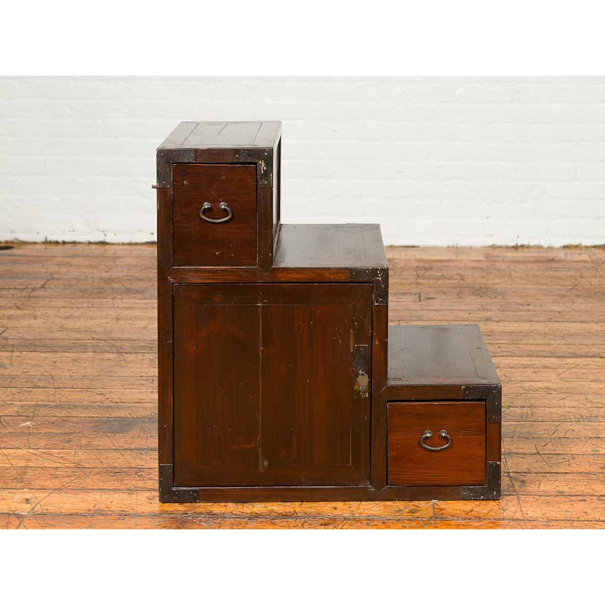 19th Century Japanese Staircase Tansu Cabinet with Two Drawers and Single Door-6. Asian & Chinese Furniture, Art, Antiques, Vintage Home Décor for sale at FEA Home