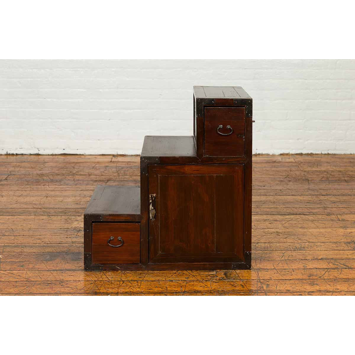 19th Century Japanese Staircase Tansu Cabinet with Two Drawers and Single Door-7. Asian & Chinese Furniture, Art, Antiques, Vintage Home Décor for sale at FEA Home