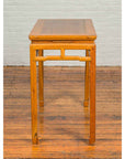 Chinese Ming Dynasty Style Vintage Elm Waisted Table with Humpbacked Stretcher-5. Asian & Chinese Furniture, Art, Antiques, Vintage Home Décor for sale at FEA Home