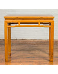 Chinese Ming Dynasty Style Vintage Elm Waisted Table with Humpbacked Stretcher-12. Asian & Chinese Furniture, Art, Antiques, Vintage Home Décor for sale at FEA Home