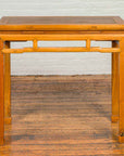 Chinese Ming Dynasty Style Vintage Elm Waisted Table with Humpbacked Stretcher-2. Asian & Chinese Furniture, Art, Antiques, Vintage Home Décor for sale at FEA Home