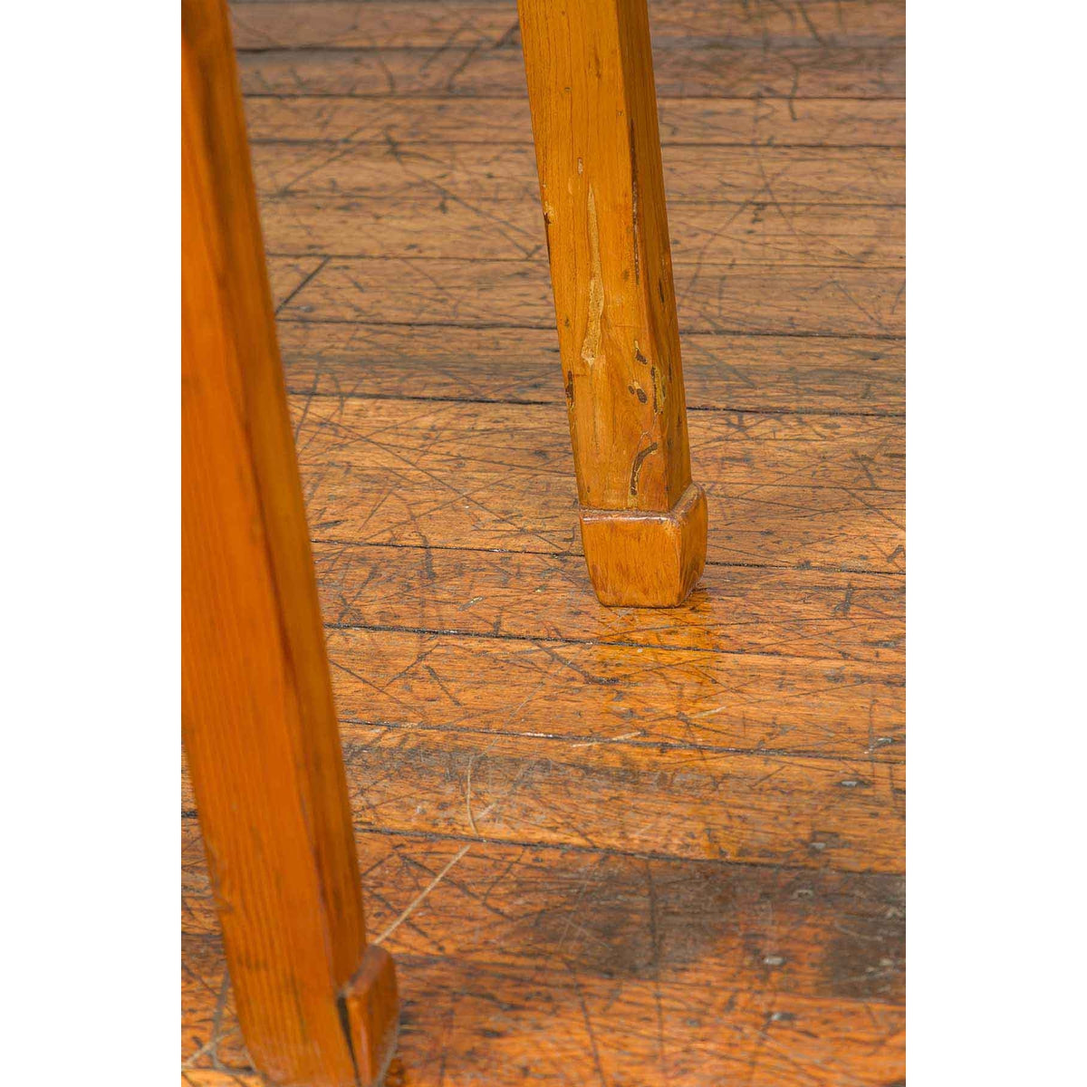 Chinese Ming Dynasty Style Vintage Elm Waisted Table with Humpbacked Stretcher-9. Asian & Chinese Furniture, Art, Antiques, Vintage Home Décor for sale at FEA Home