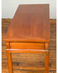 Vintage Chinese Elm Desk with Three Drawers, Iron Hardware and Swirling Motifs-10. Asian & Chinese Furniture, Art, Antiques, Vintage Home Décor for sale at FEA Home
