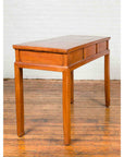 Vintage Chinese Elm Desk with Three Drawers, Iron Hardware and Swirling Motifs-8. Asian & Chinese Furniture, Art, Antiques, Vintage Home Décor for sale at FEA Home