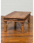 Rustic Indian Sheesham Wood Coffee Table with Nailhead Design and Baluster Legs-5. Asian & Chinese Furniture, Art, Antiques, Vintage Home Décor for sale at FEA Home
