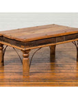 Rustic Indian Sheesham Wood Coffee Table with Nailhead Design and Baluster Legs-9. Asian & Chinese Furniture, Art, Antiques, Vintage Home Décor for sale at FEA Home