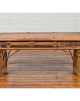 Rustic Indian Sheesham Wood Coffee Table with Nailhead Design and Baluster Legs-2. Asian & Chinese Furniture, Art, Antiques, Vintage Home Décor for sale at FEA Home